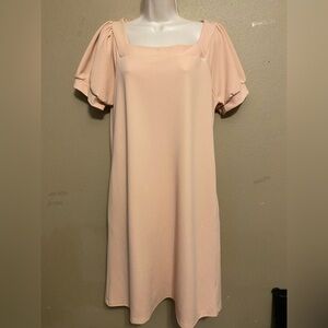 Les Amis Women Pink Puff Ruffle Shift Dress Size Large
